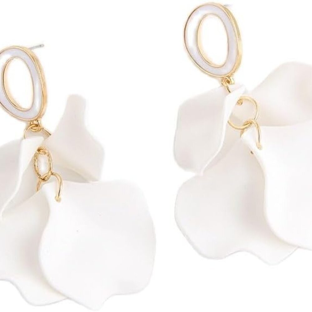 Vintage Long Acrylic Romantic Leaves Rose Petal Dangle Earrings Exaggerated Flow
